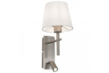 WB279 WALL BRACKET 3W LED SATIN / WHITE FABRIC SHADE