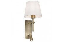 WB280 WALL BRACKET WITH FABRIC SHADE ANTIQUE BRASS