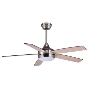SYNERJI 52\" CEILING FAN 5 BLADE 24W LED CCT SC/LIGHT WOOD