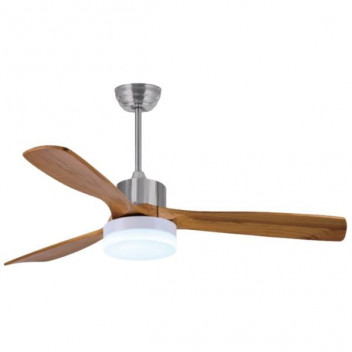 SYNERJI 52\" CEILING FAN 3 BLADE 24W LED CCT SC/LIGHT WOOD