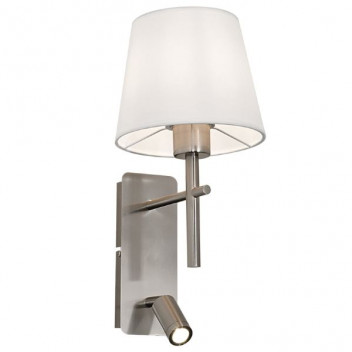 WB279 WALL BRACKET 3W LED SATIN / WHITE FABRIC SHADE