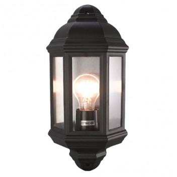 P-KLG-6410 1XE27 HALF LANTERN IP44 BLACK COASTAL