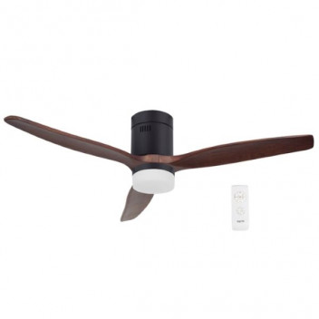 FCF077 3BLADE WOOD FAN + LED LIGHT MATT BLK/WALNUT + REMOTE