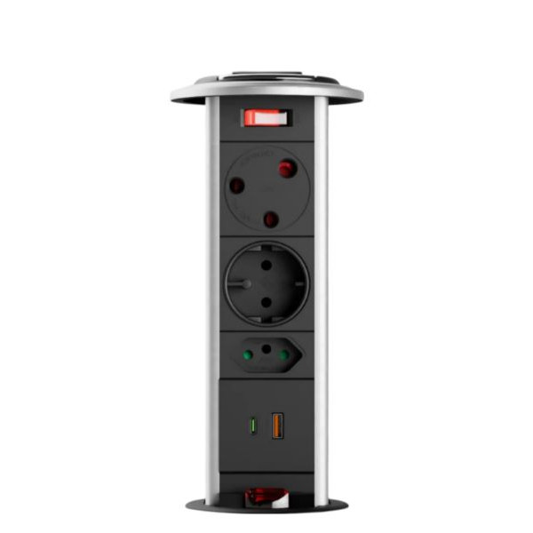 POWERDOCK 2X16 1X2P SCH A@C /USB MK1.1C BLK/SIL MDOMK1.1AC